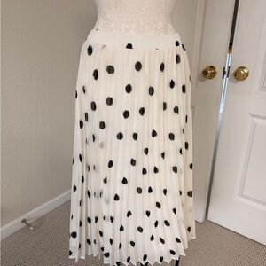 Target Black and White Pleated Polka Dot Midi Skirt